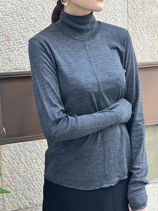 near.nippn ニア―ニッポン 932-2526 ウ-ル フライス ハイネック トップス レッド / チャコールグレー / ブラック