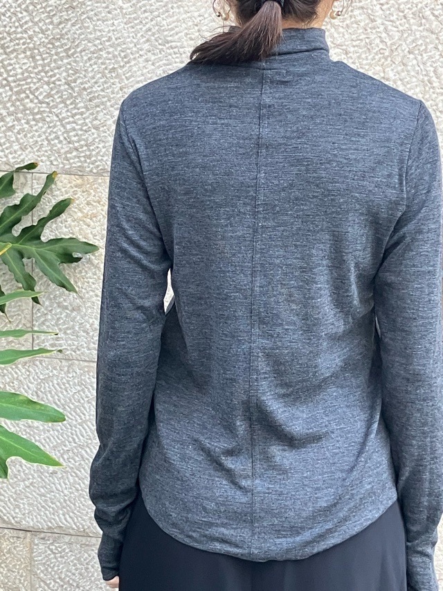 near.nippn ニア―ニッポン 932-2526 ウ-ル フライス ハイネック トップス レッド / チャコールグレー / ブラック