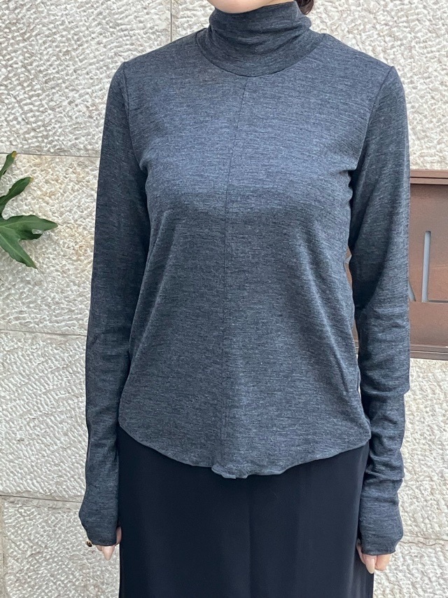 near.nippn ニア―ニッポン 932-2526 ウ-ル フライス ハイネック トップス レッド / チャコールグレー / ブラック