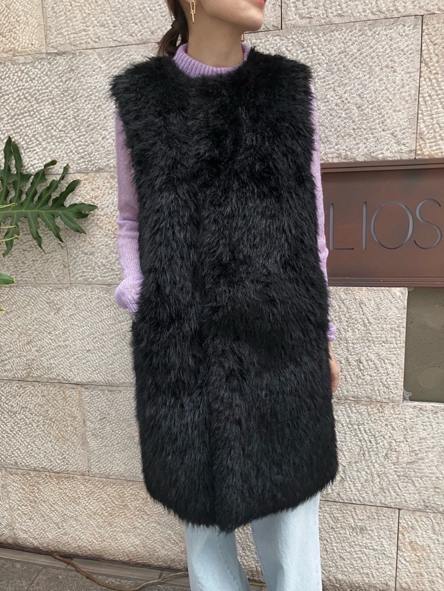 near.nippn ニア―ニッポン 933-2526 リバーシブルファ-ジレ ホワイト/ブラック