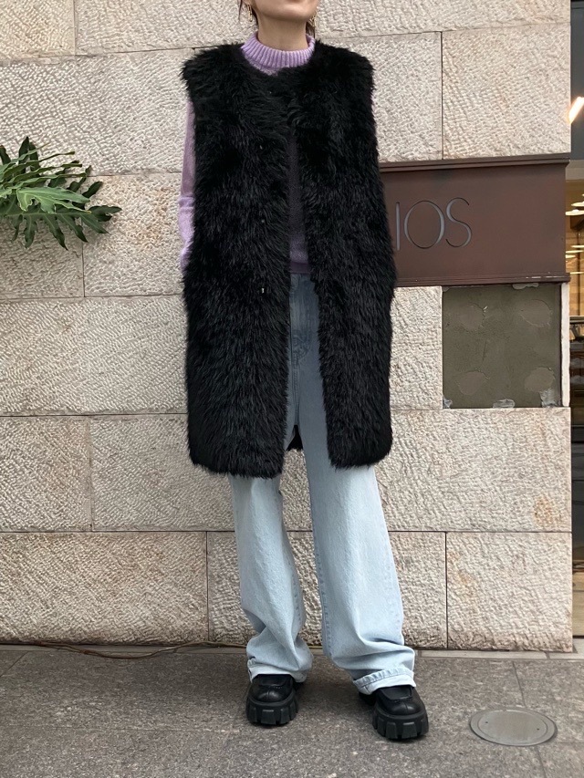 near.nippn ニア―ニッポン 933-2526 リバーシブルファ-ジレ ホワイト/ブラック