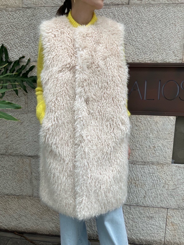 near.nippn ニア―ニッポン 933-2526 リバーシブルファ-ジレ ホワイト/ブラック