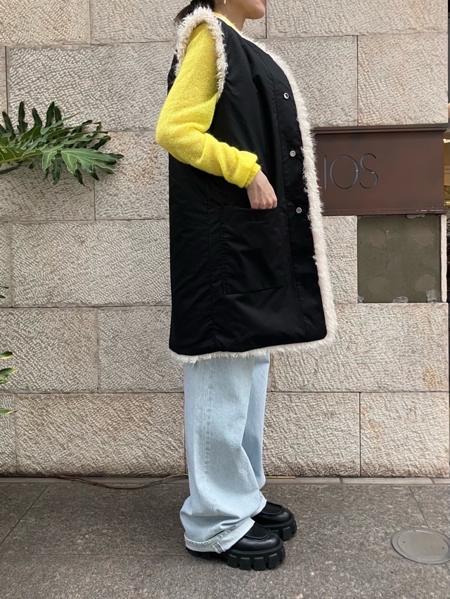 near.nippn ニア―ニッポン 933-2526 リバーシブルファ-ジレ ホワイト/ブラック