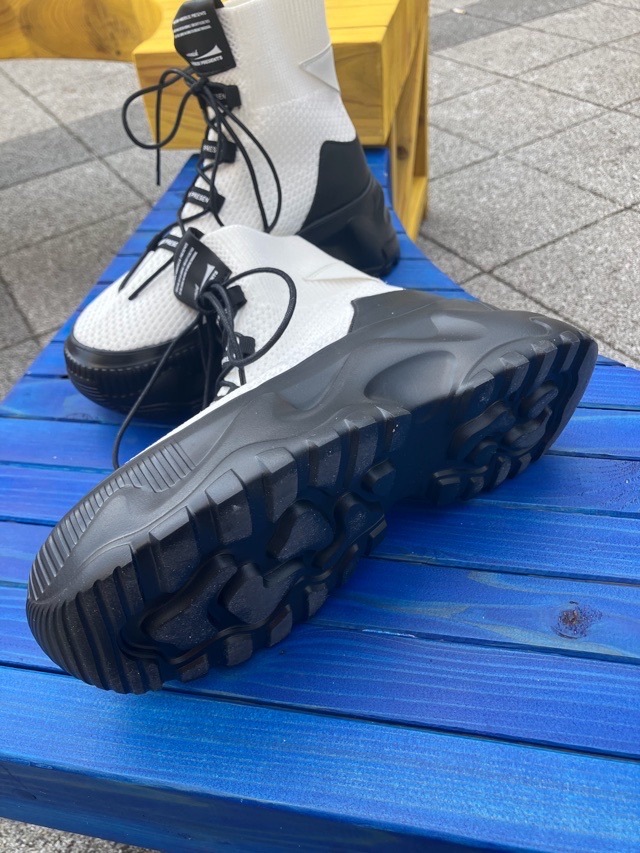 MAISON MAVERICK PRESENTS　 チャンキーソール ニット 編み上げ ハイカット スニーカー  MS2475　BLACK / WHITE 　メゾン マヴェリック プレゼンツ