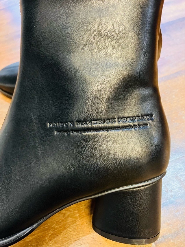 MAISON MAVERICK PRESENTS スクエアトゥセンタ-ラインブーツ MS2485 BLACK/BEIGE メゾン マヴェリック プレゼンツ