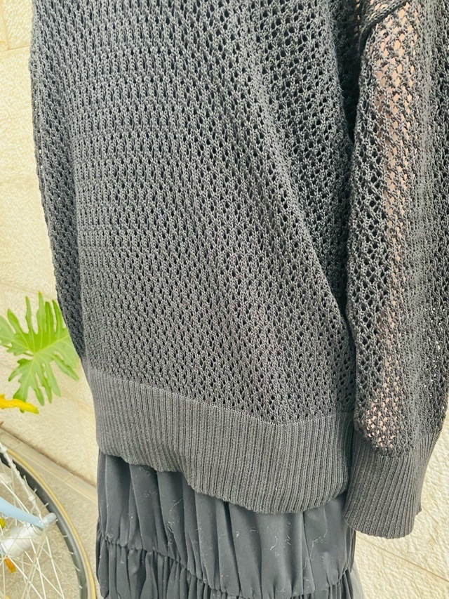 EZUMi ローゲージテニスセータ－　エズミ　YESS25KT04　BLACK/IVORY×BLACK