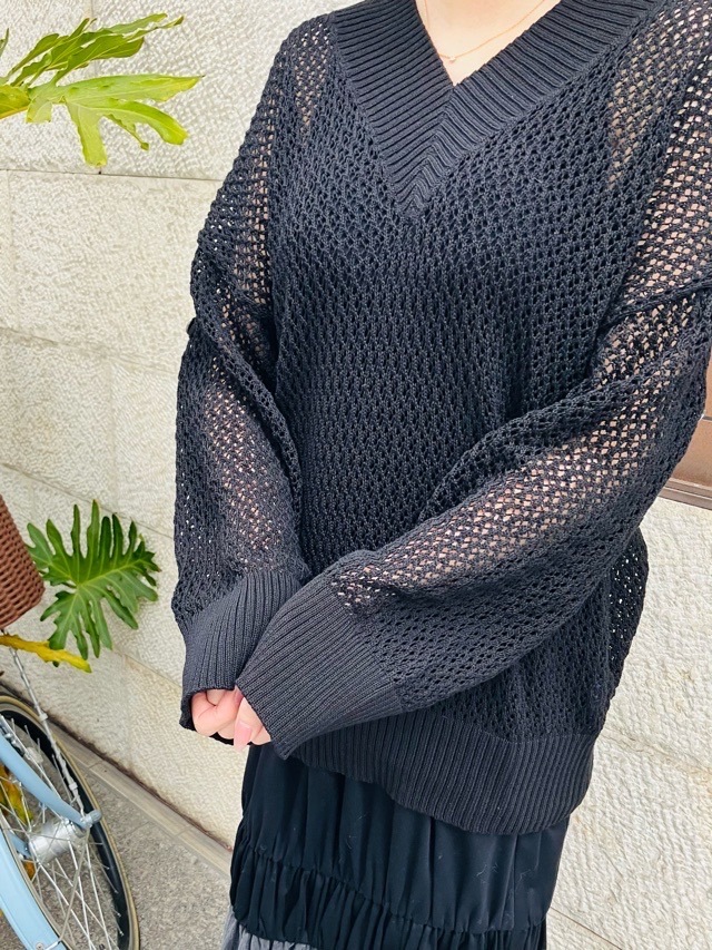 EZUMi ローゲージテニスセータ－　エズミ　YESS25KT04　BLACK/IVORY×BLACK