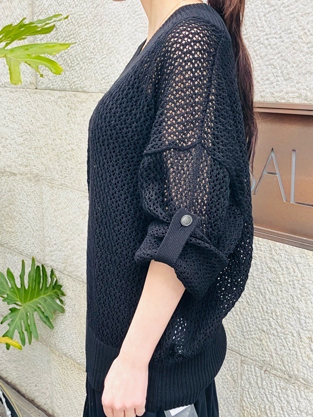 EZUMi ローゲージテニスセータ－　エズミ　YESS25KT04　BLACK/IVORY×BLACK