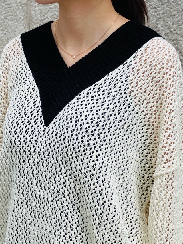 EZUMi ローゲージテニスセータ－　エズミ　YESS25KT04　BLACK/IVORY×BLACK