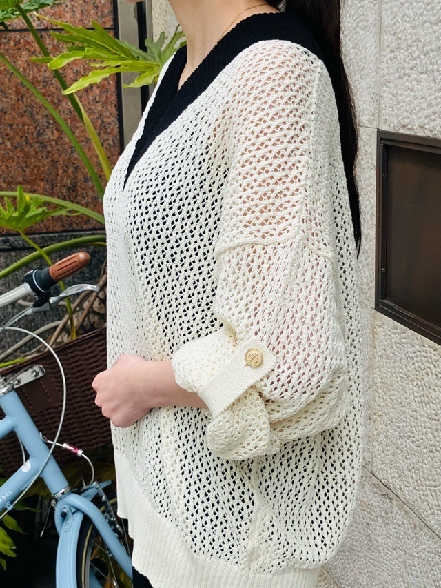 EZUMi ローゲージテニスセータ－　エズミ　YESS25KT04　BLACK/IVORY×BLACK