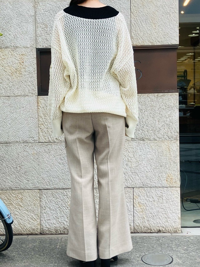 EZUMi ローゲージテニスセータ－　エズミ　YESS25KT04　BLACK/IVORY×BLACK