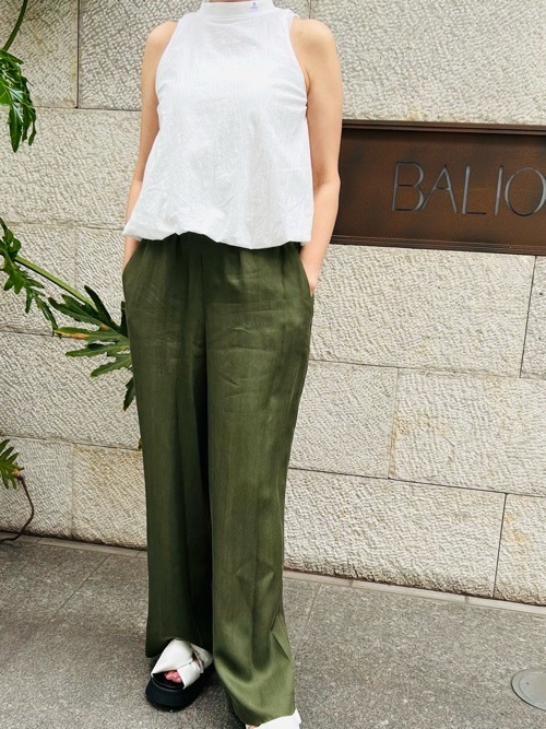 MAISON MAVERICK PRESENTS　 ダブル ロゴ ゴム ワイドパンツ　MM5032 BLACK/BEIGE/KHAKI  メゾン マヴェリック プレゼンツ