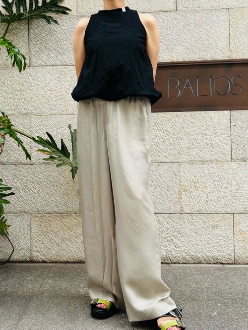 MAISON MAVERICK PRESENTS　 ダブル ロゴ ゴム ワイドパンツ　MM5032 BLACK/BEIGE/KHAKI  メゾン マヴェリック プレゼンツ