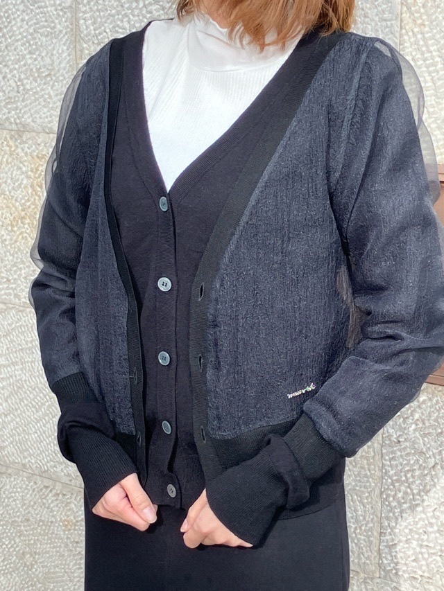 MAISON MAVERICK PRESENTS オーガンジー 重ね ショート丈 カーディガン