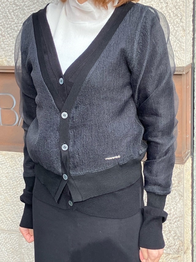 MAISON MAVERICK PRESENTS　 オーガンジー 重ね ショート丈 カーディガン　MM5080　GRAY/BLACK  メゾン マヴェリック プレゼンツ