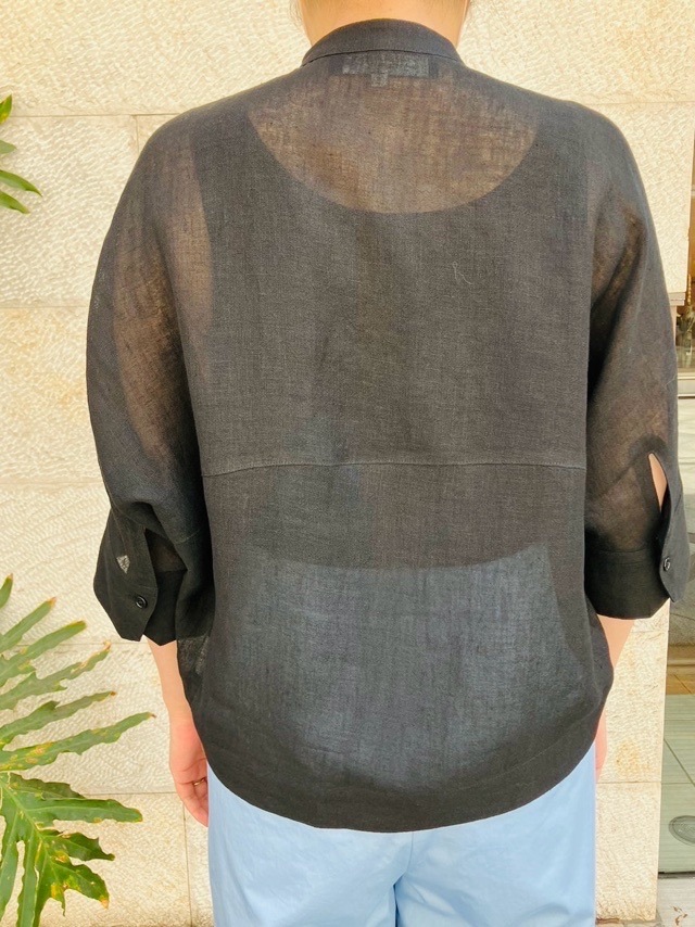 BEATING HEART　スランドカラー　7分丈袖　ブラウス　BLACK　BB305K1　 ビーティングハート