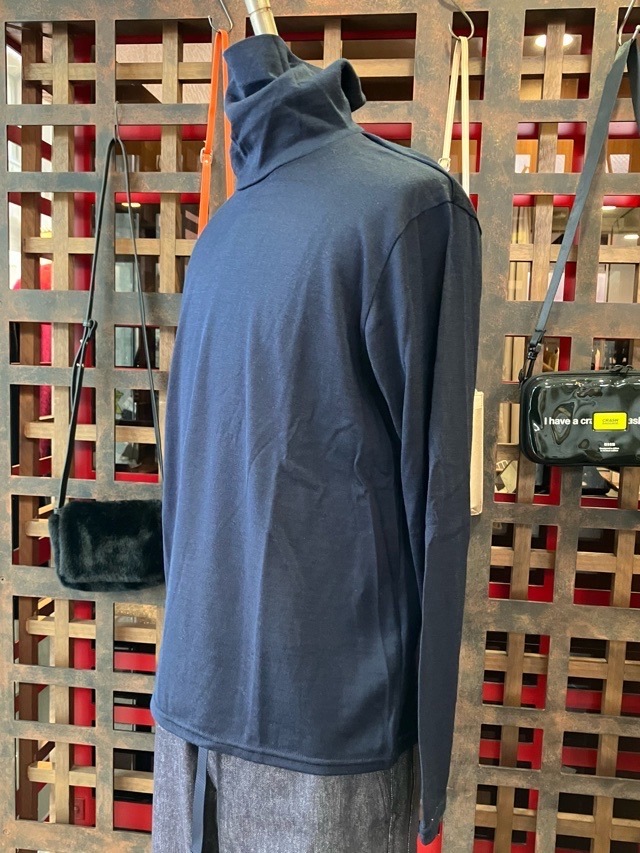 RAINMAKER KYOTO  レインメーカ京都　WASHABLE WOOL HIGHNECK プルオーバー　RM232-010　NAVY/BROWN　