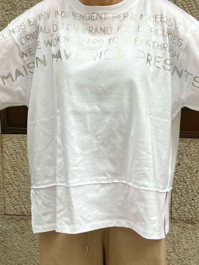 MAISON MAVERICK PRESENTS　シルバー ロゴ Ｔシャツ　WHITE / BLACK  MM5109 メゾン マヴェリック プレゼンツ