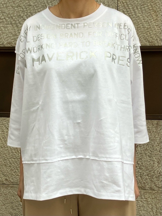 MAISON MAVERICK PRESENTS　シルバー ロゴ Ｔシャツ　WHITE / BLACK  MM5109 メゾン マヴェリック プレゼンツ