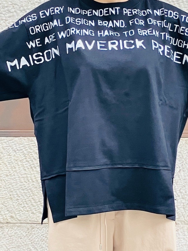 MAISON MAVERICK PRESENTS　シルバー ロゴ Ｔシャツ　WHITE / BLACK  MM5109 メゾン マヴェリック プレゼンツ