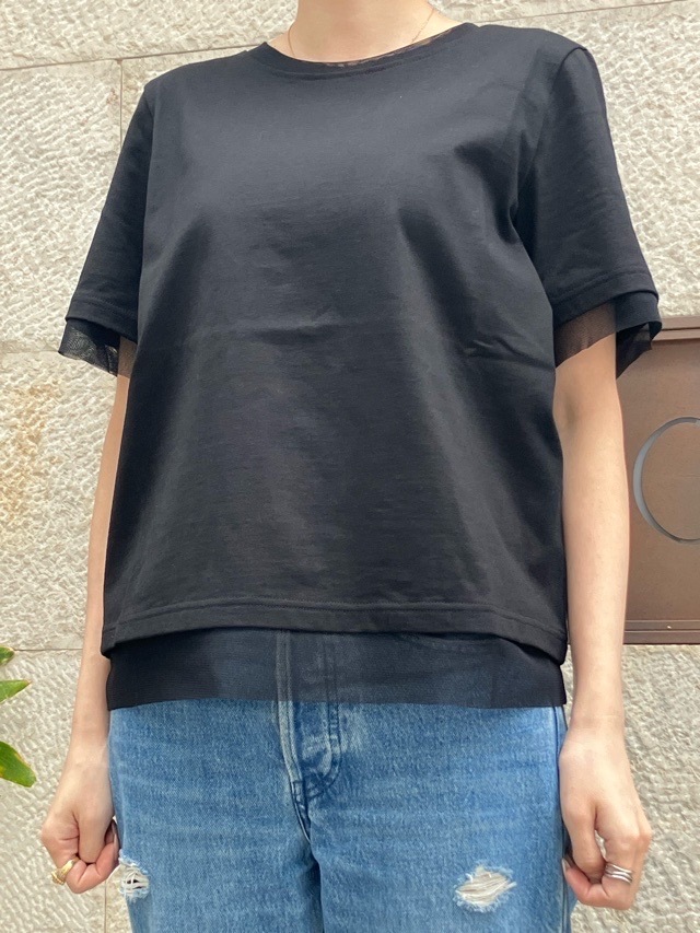 MARECHAL TERRE   シアー レイヤード  Tシャツ  ZMT253CT240  WHITE (001) / BLACK (009)  マルシャルテル