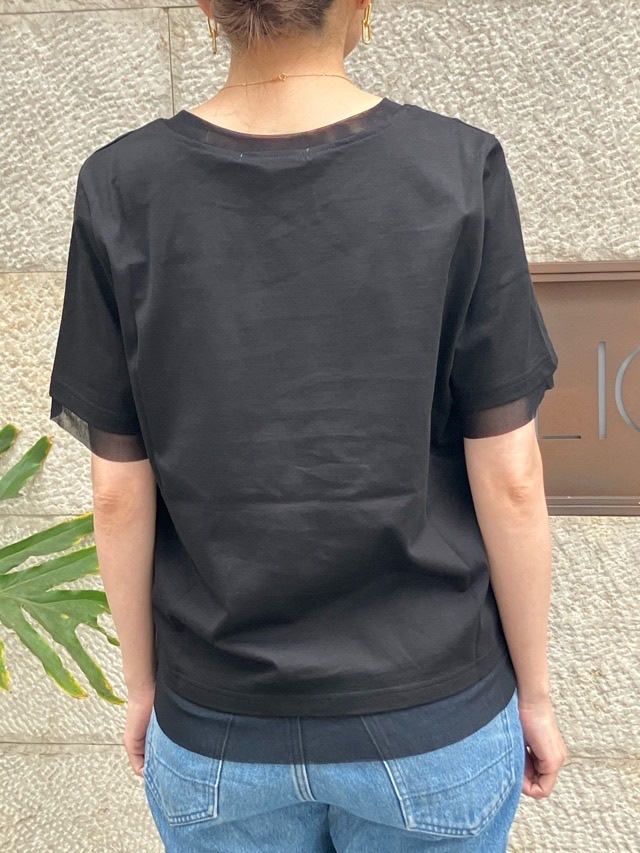 MARECHAL TERRE   シアー レイヤード  Tシャツ  ZMT253CT240  WHITE (001) / BLACK (009)  マルシャルテル