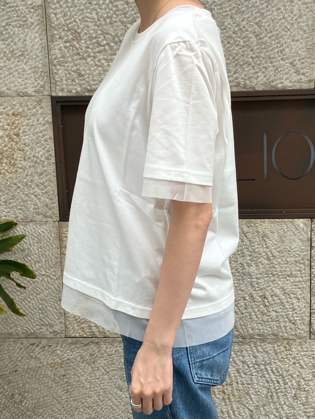 MARECHAL TERRE   シアー レイヤード  Tシャツ  ZMT253CT240  WHITE (001) / BLACK (009)  マルシャルテル