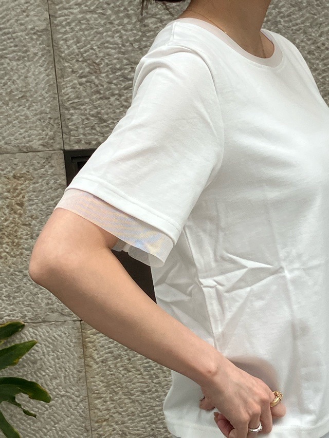 MARECHAL TERRE   シアー レイヤード  Tシャツ  ZMT253CT240  WHITE (001) / BLACK (009)  マルシャルテル