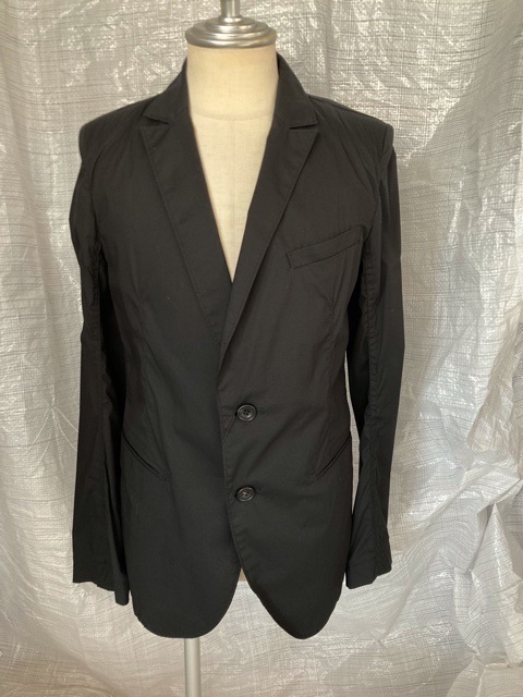 LGB  エルジービー  ルグランブルー メンズ  ピークドラペル　背中十字　夏用ジャケット 本切羽　裏無　コットンストレッチ  ブラック　Jk-14/Ｍ　黒ジャケ