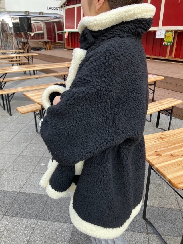 EZUMI　エズミ　トリミング ボア ライダース ジャケット　BLACK　YEAW24CT05