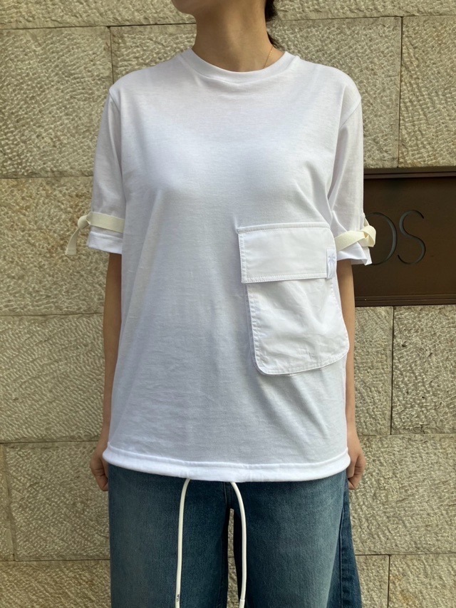 N°21　ヌメロヴェントゥーノ　BIGポケット付き Ｔシャツ 25SU-F021-4157  WHITE/BLACK