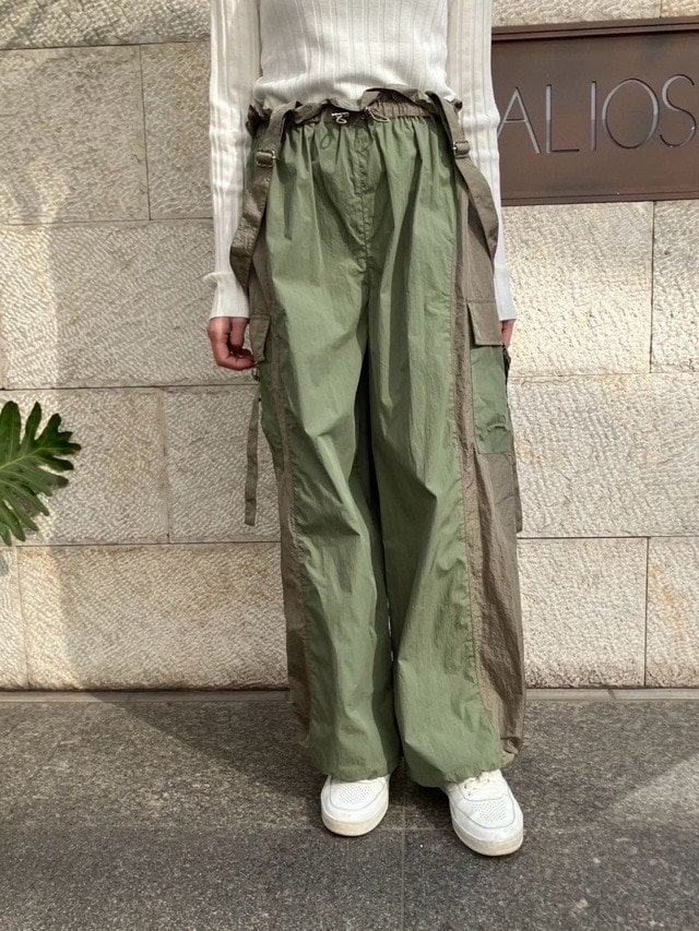 新品 サスペンダー付きカーゴパンツ GALLARDAGALANTE (2120 GALLARDAGALANTE パンツ 「セットアップ対応」サテンカーゴ