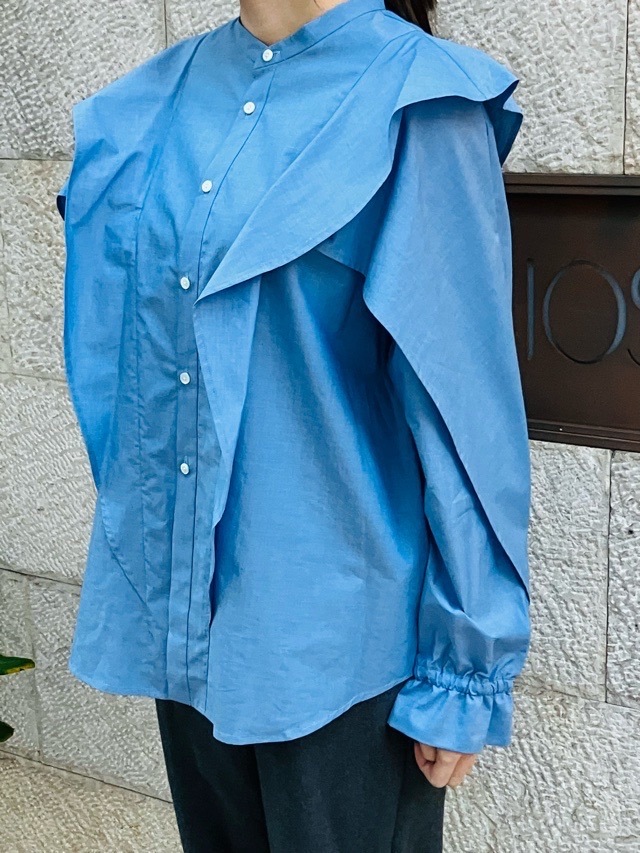 NEAR.NIPPON フリル フレアスリーブ ブラウス 102-25 BLUE ニアーニッポン