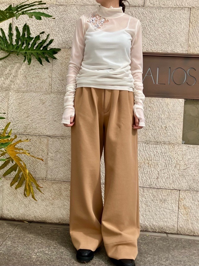 AKANE UTSUNOMIYA  アカネ ウツノミヤ  ウエストゴム仕様 段ボール素材 パンツ  WAO-FCT58-2012  NAVY / BROWN 