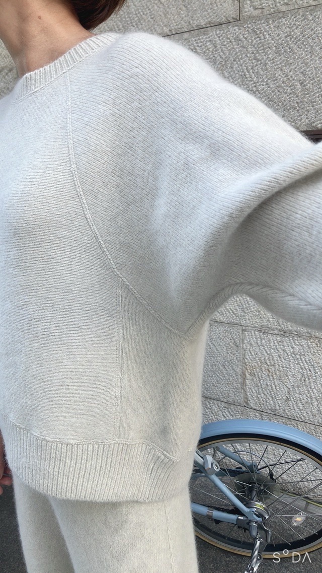 near.nippon ニア―ニッポン 獣毛強縮 ニット プルオーバー 828-2526 杢ミルク / 杢グレー