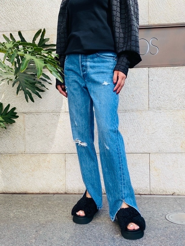 Woad Blue　スリット ストレート デニム パンツ　WBN4103 BLUE　ウォードブルー