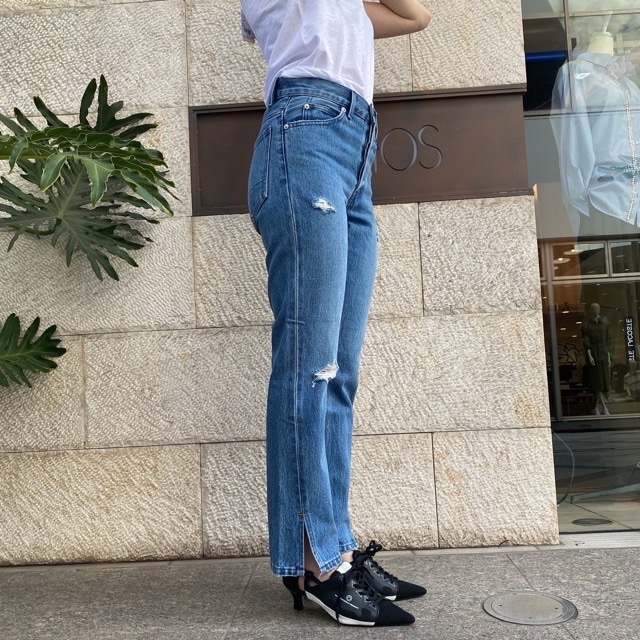 Woad Blue　スリット ストレート デニム パンツ　WBN4103 BLUE　ウォードブルー