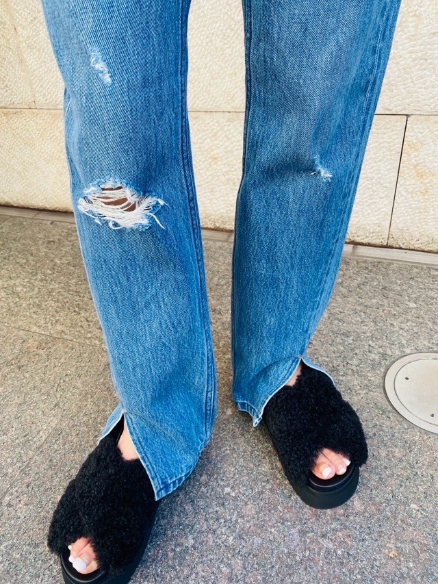 Woad Blue　スリット ストレート デニム パンツ　WBN4103 BLUE　ウォードブルー