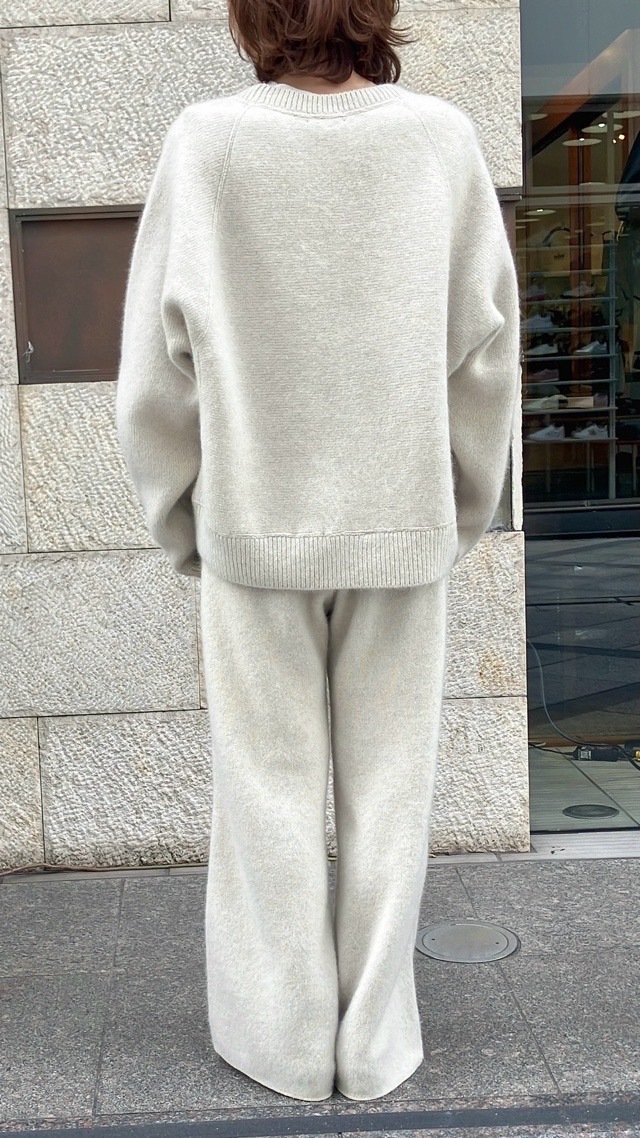 near.nippon ニア―ニッポン 829-2526 獣毛強縮 ニット フレア-パンツ 杢ミルク / 杢グレー