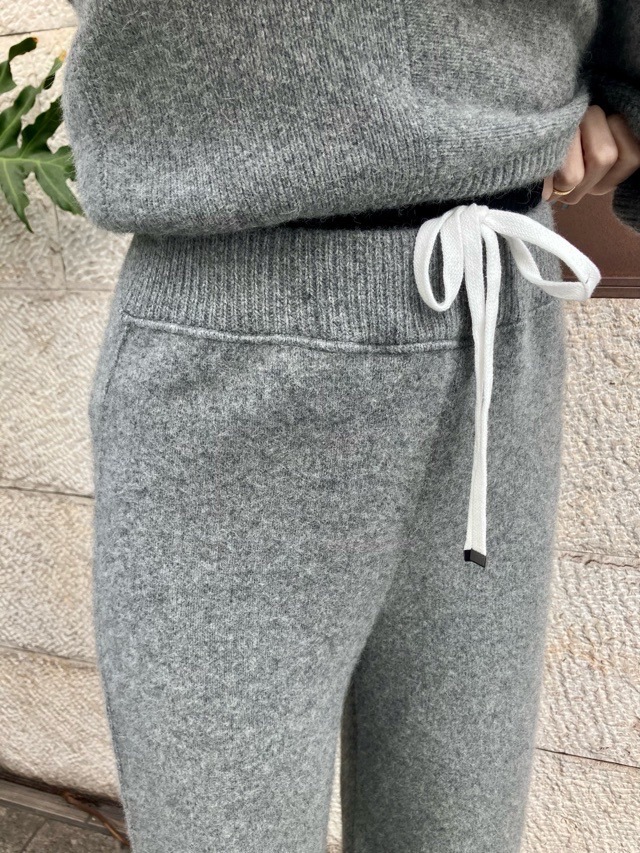 near.nippon ニア―ニッポン 829-2526 獣毛強縮 ニット フレア-パンツ 杢ミルク / 杢グレー