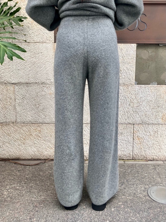 near.nippon ニア―ニッポン 829-2526 獣毛強縮 ニット フレア-パンツ 杢ミルク / 杢グレー