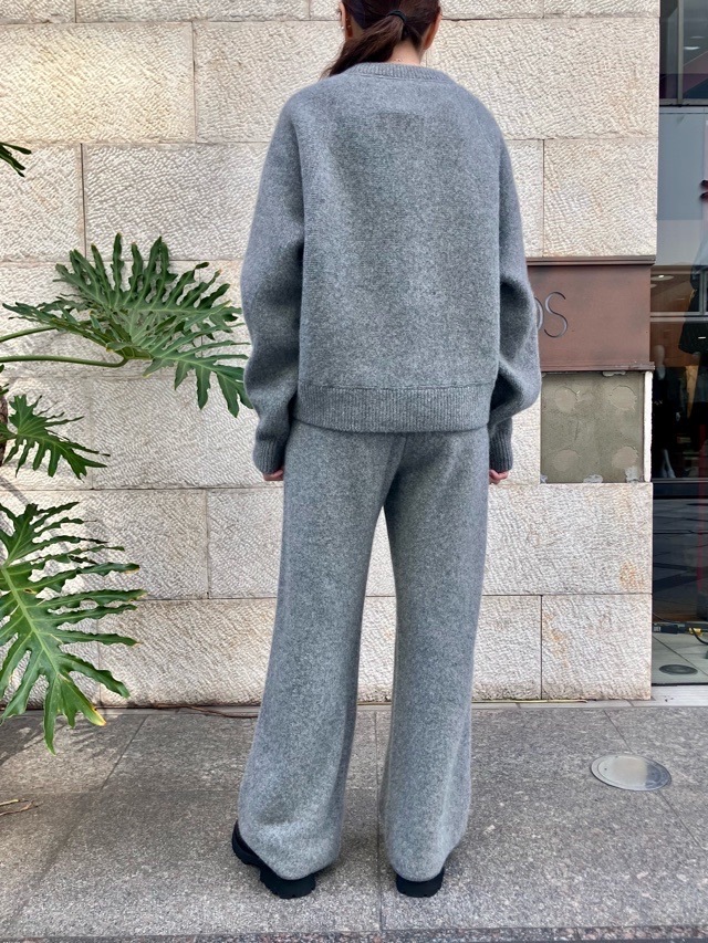 near.nippon ニア―ニッポン 829-2526 獣毛強縮 ニット フレア-パンツ 杢ミルク / 杢グレー