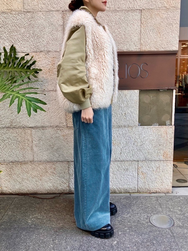 near.nippon ニア―ニッポン 830-2526 ファ- ナイロン ブルゾン ホワイト×ベージュ / ブラック×ブラック