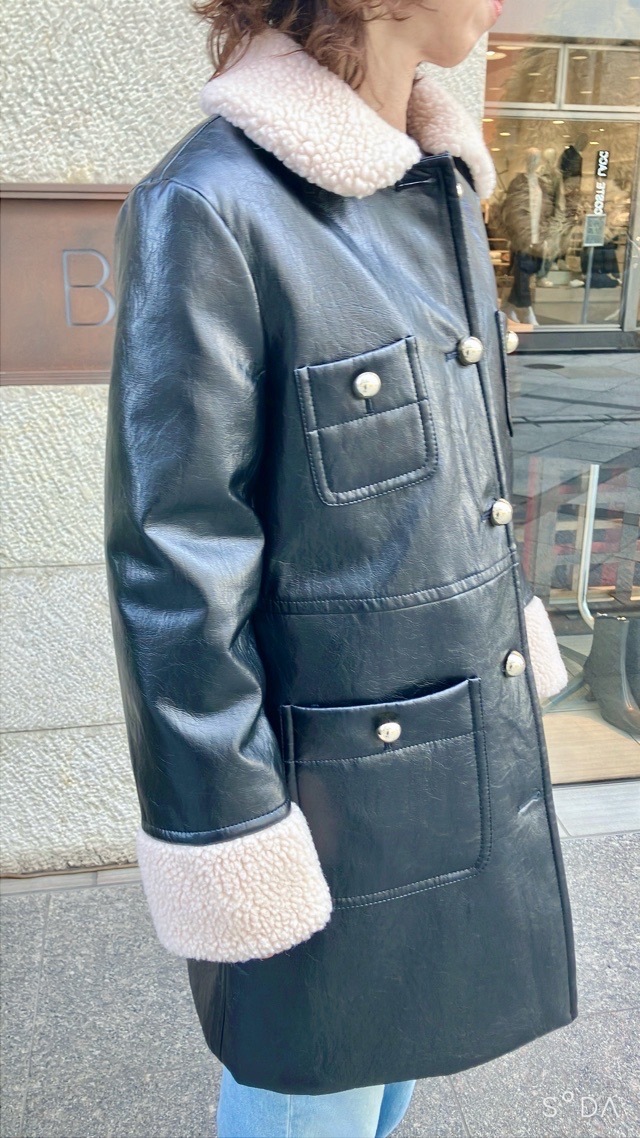 N°21 ヌメロヴェントゥーノ ボアカラー エコレザー コート 25I-NZ11