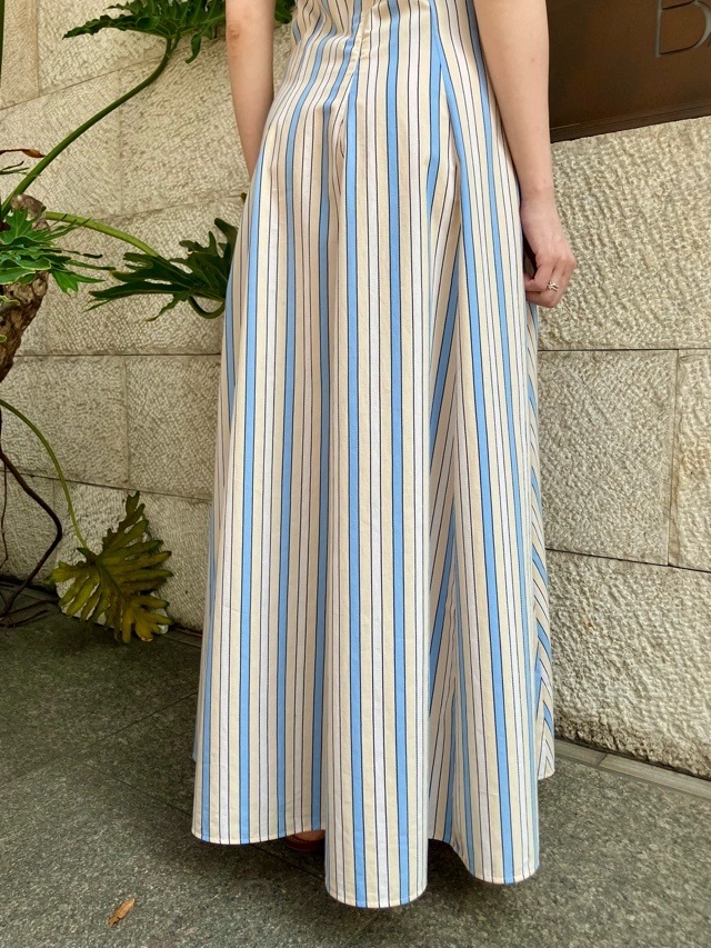 MSGM ノースリーブ ストライプ リボン ロングワンピース ドレス