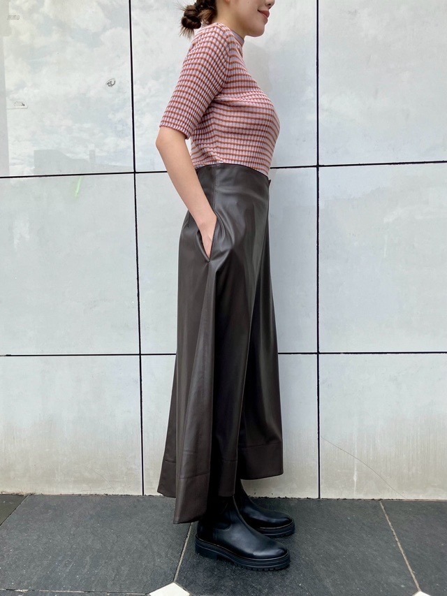 BEATING HEART ビーティングハート エコレザー フレア スカート BLACK/BROWN BS029K2