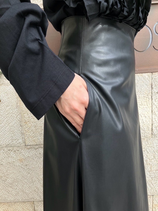 BEATING HEART ビーティングハート エコレザー フレア スカート BLACK/BROWN BS029K2