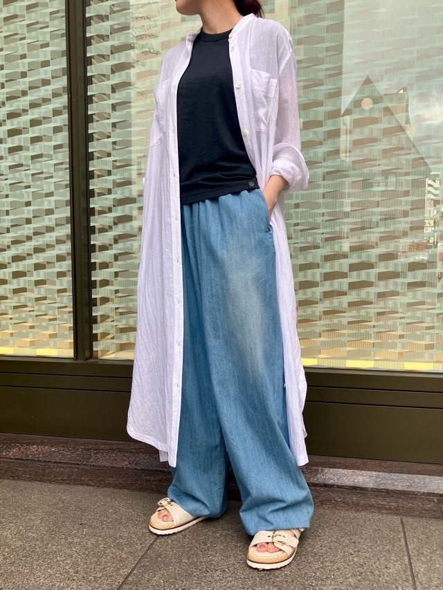 BEATINGHEART スタンドカラー 麻 ロングシャツ ブラウス BB231L1 BEIGE (M1) / WHITE (N0) ビーティングハート