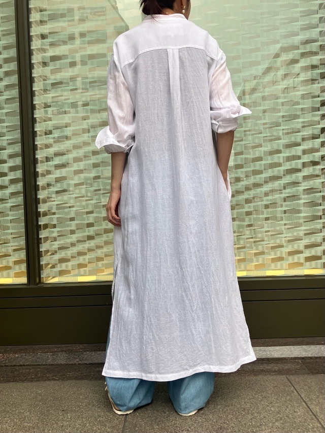 BEATINGHEART スタンドカラー 麻 ロングシャツ ブラウス BB231L1 BEIGE (M1) / WHITE (N0) ビーティングハート