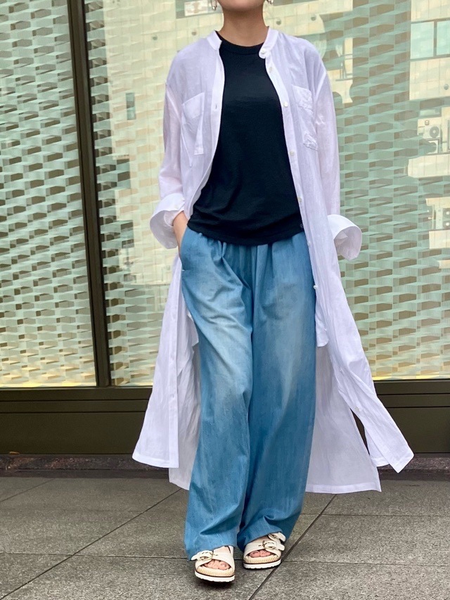 BEATINGHEART スタンドカラー 麻 ロングシャツ ブラウス BB231L1 BEIGE (M1) / WHITE (N0) ビーティングハート